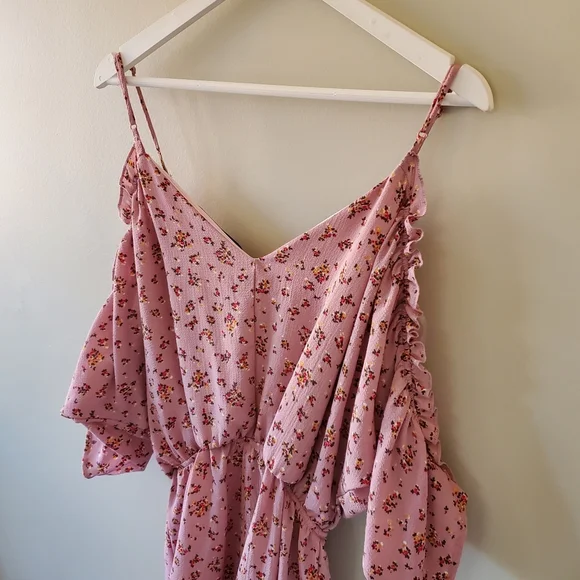 Blue Rain L Whimsigoth Bohemian Resortwear Ditsy Floral Coquette Dainty Romper - Picture 12 of 16